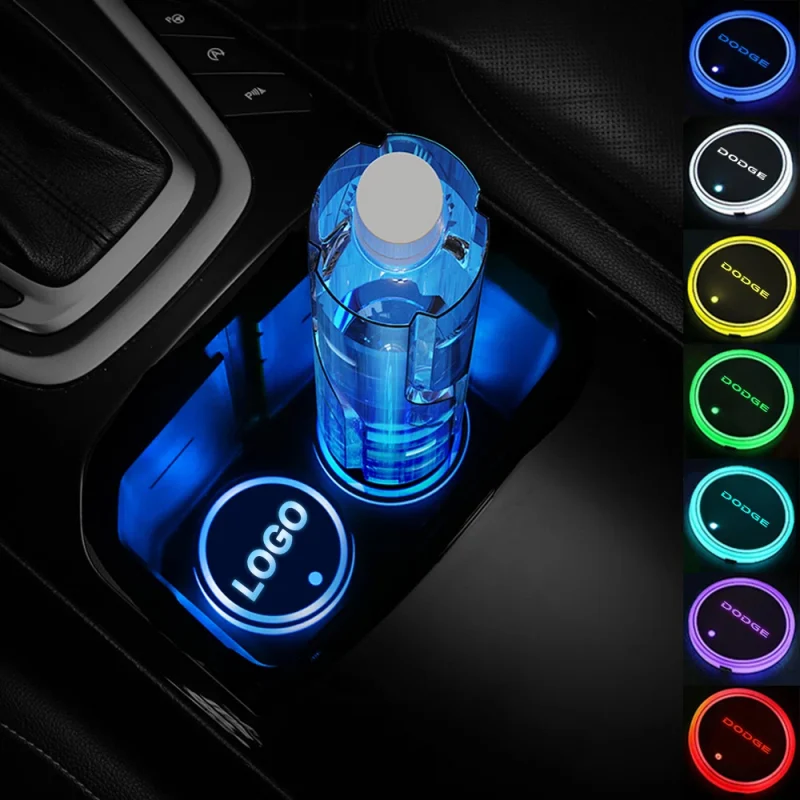 Dodge Compatible LED Car Cup Holder Coaster