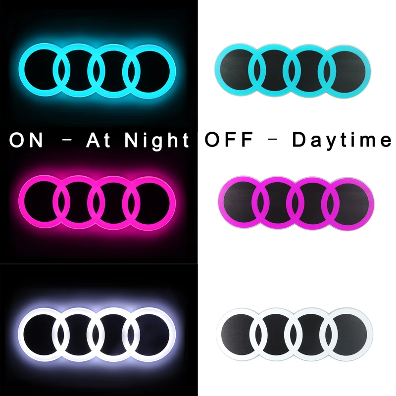 Glowing 4 Rings Car Logo Badge Auto Accessories For Audi RS3
