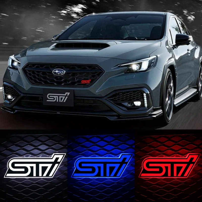 Lighted Subaru STI Badge Grill LOGO And Decal